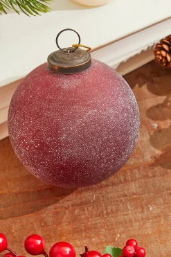 4" Frosted Ruby Glass Ornament