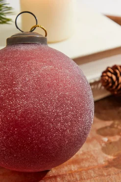 4" Frosted Ruby Glass Ornament