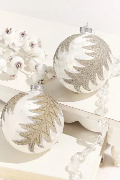 4” Frosted Silver with Tree Glass Ornament