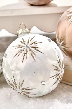 5" Frosted Starburst Glass Ornament