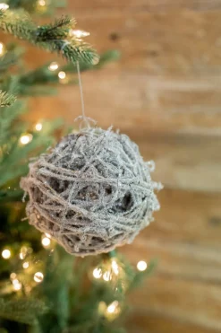 5” Frosted Vine Ball Christmas Ornaments