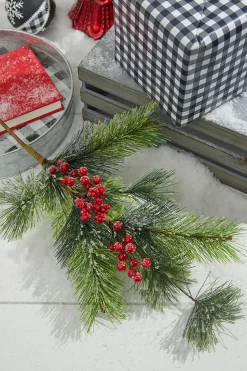 32” Frost Pine Berry Spray - Red & Green