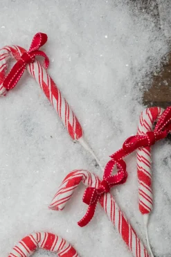 26” Frosty Peppermint Candy Cane with Bow Spray