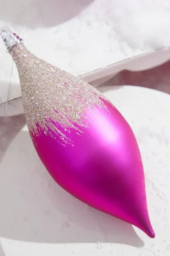 7" Fuchsia Frost Drop Ornament