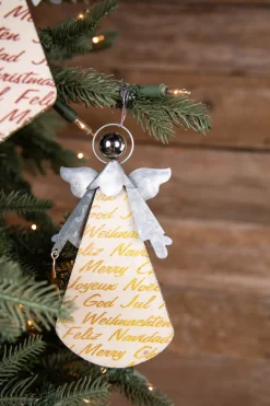 9.25” Galvanized Angel with Words Ornament