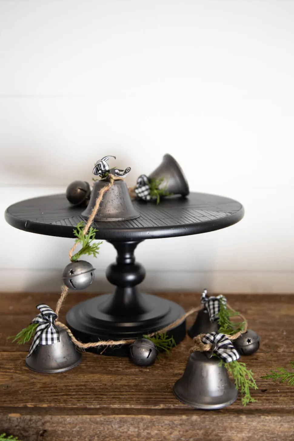 48” Galvanized Bells Garland with Country Check Bows