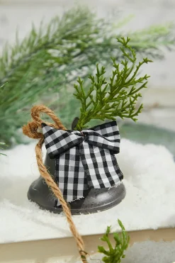 48” Galvanized Bells Garland with Country Check Bows