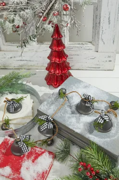 48” Galvanized Bells Garland with Country Check Bows