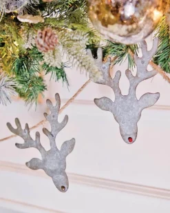 Galvanized Metal Reindeer Banner