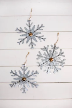 8” Galvanized Metal Snowflake Ornament
