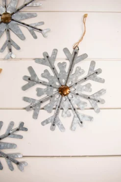 8” Galvanized Metal Snowflake Ornament