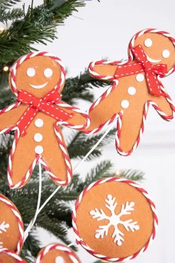 27” Gingerbread Spray with Peppermint Outline