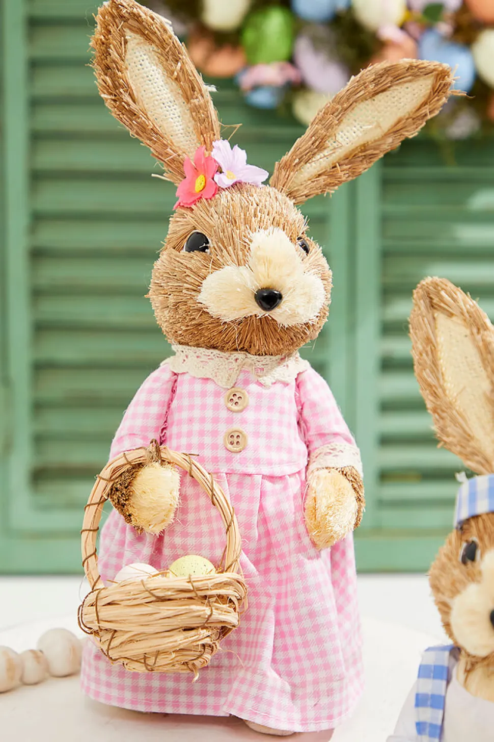 12.5" Gingham Bunny with Eggs