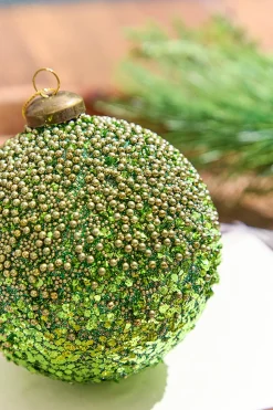 4" Glass Ball Ornament - Green
