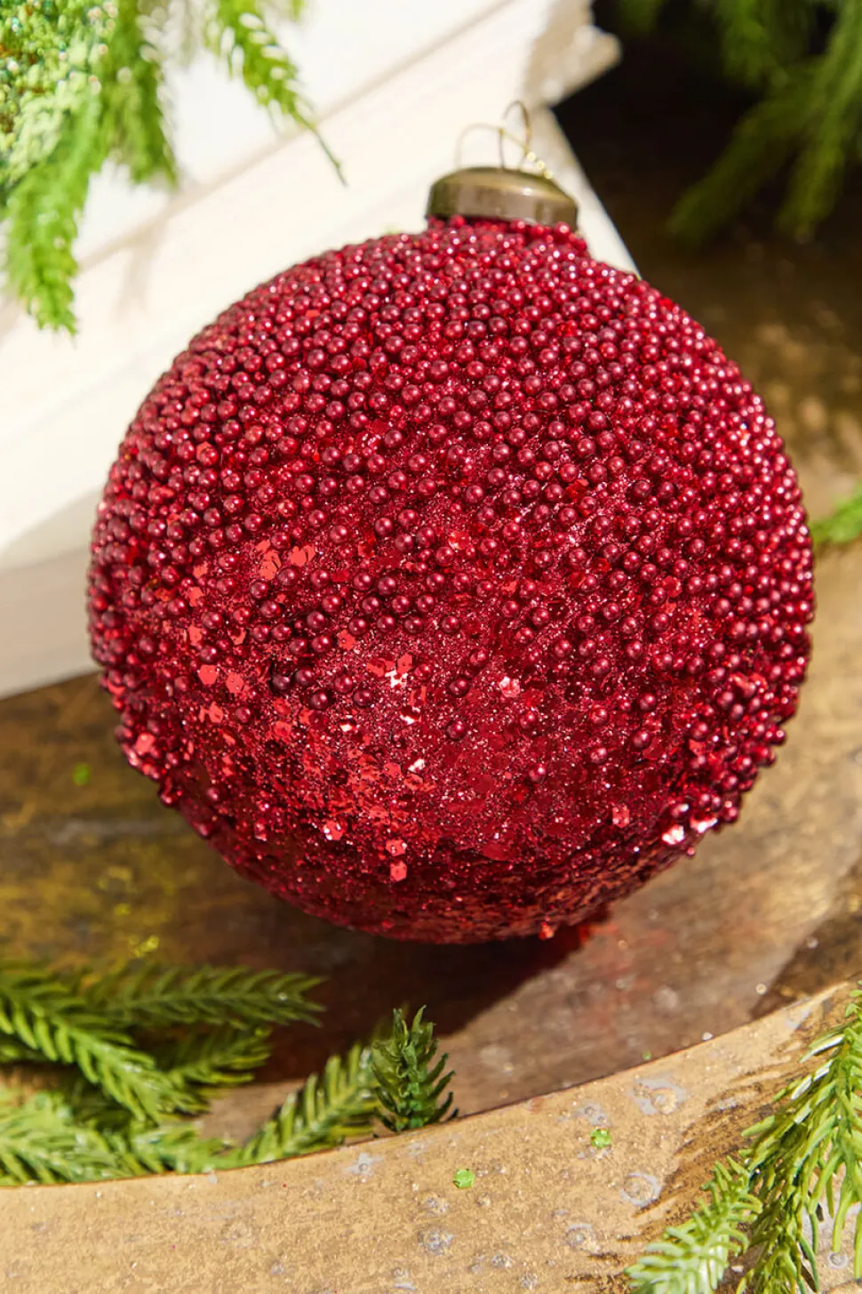4" Glass Ball Ornament - Red