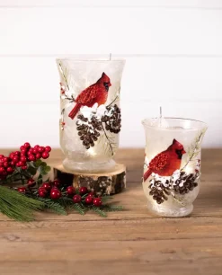 8” Glass Cardinal Pinecone Vase