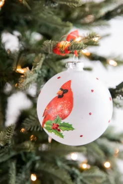 4” Glass Cardinal Sentiment Ball Ornament
