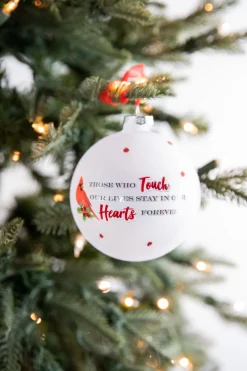 4” Glass Cardinal Sentiment Ball Ornament