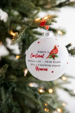 4” Glass Cardinal Sentiment Ball Ornament