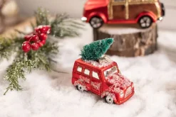 Glass Car with Tree/ Wreath Christmas Ornament