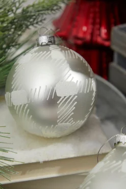4" Glass Check Ball/Finial Ornament