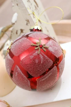 4” Glass Diamond Ball Ornament