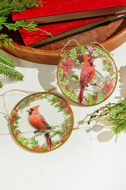5" Glass Disc Cardinal Ornament