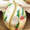 5" - 7" Glass Holly Ball & Finial Ornament