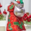 8" Glass Holly Days Santa Ornament