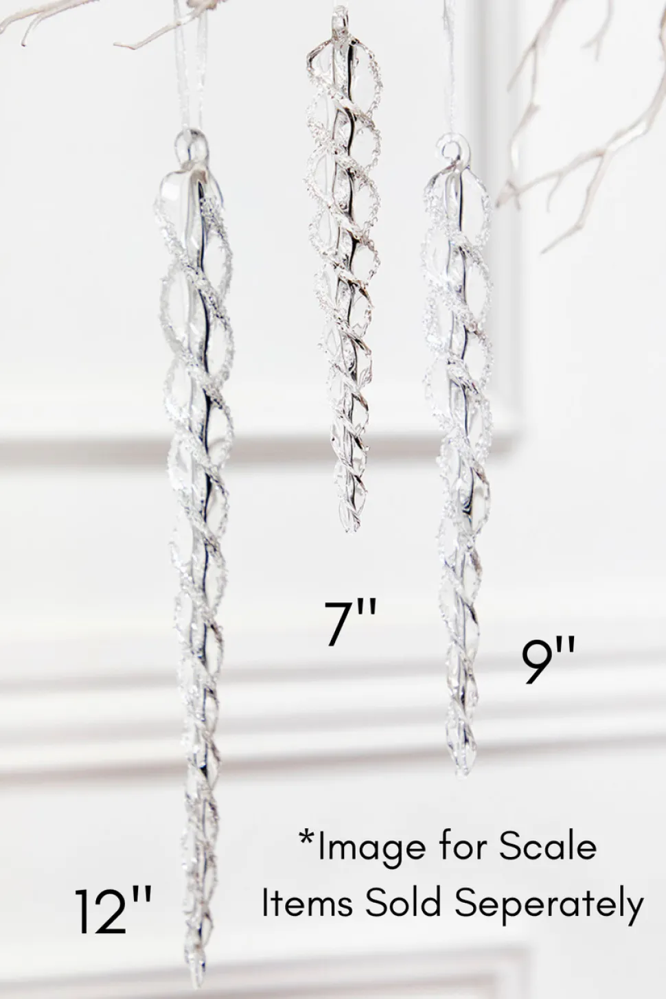 9" Glass Icicle Ornament - Medium