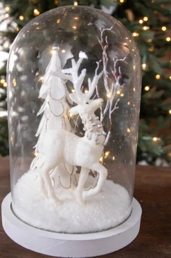 Glass Light Up Reindeer Cloche