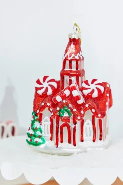 5" Glass Peppermint Church Ornament