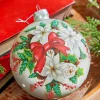 5" Glass Poinsettia Holly Ball Ornament