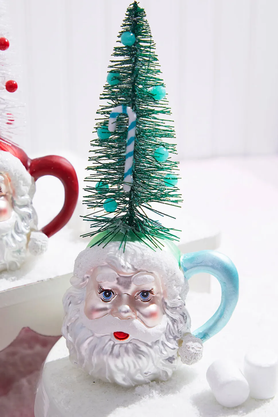 9" Glass Santa Cup Ornament