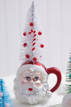 9" Glass Santa Cup Ornament