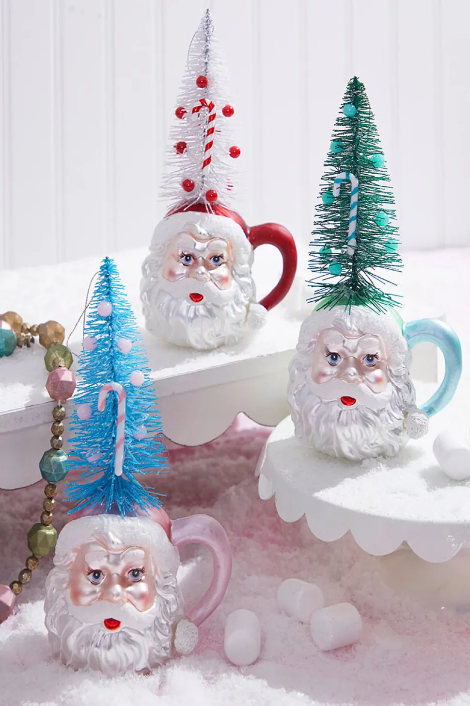 9" Glass Santa Cup Ornament