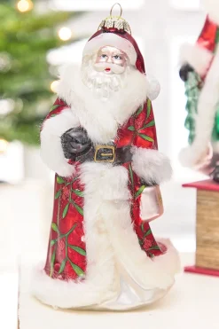 8" Glass Santa Ornament