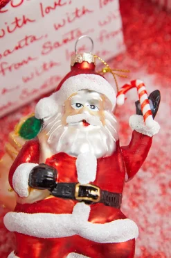 5” Glass Santa Ornament