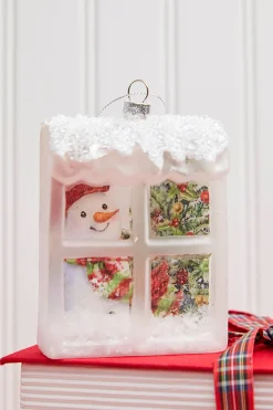 4.5” Glass Snowman in Window Ornament