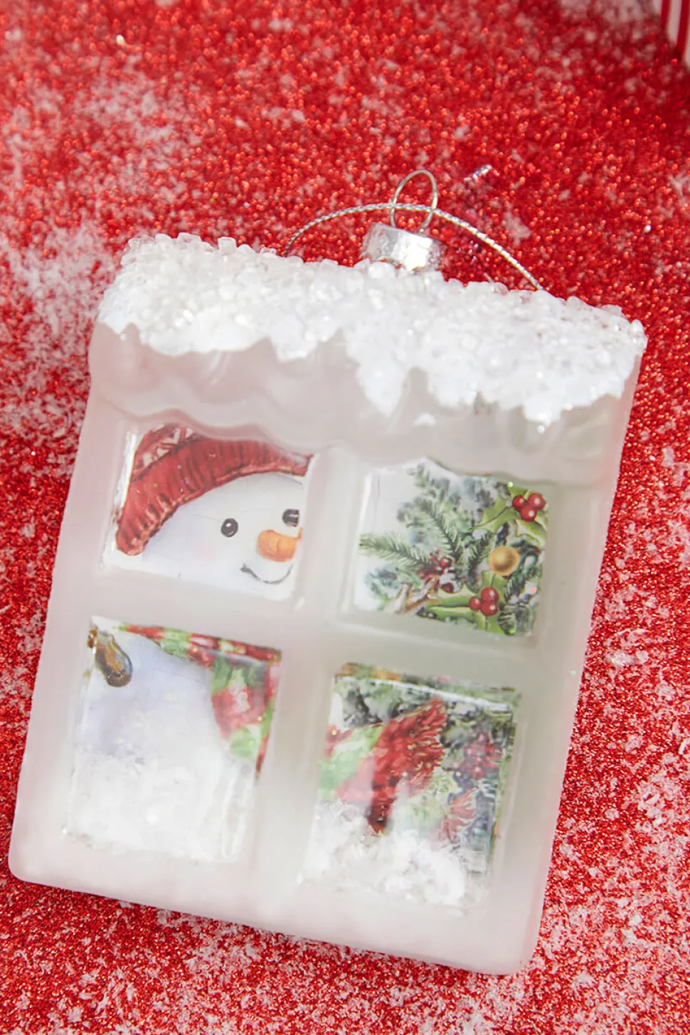 4.5” Glass Snowman in Window Ornament
