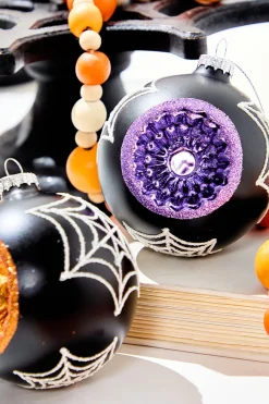3" Glass Spooky Reflector Ornament Box - Set of 3