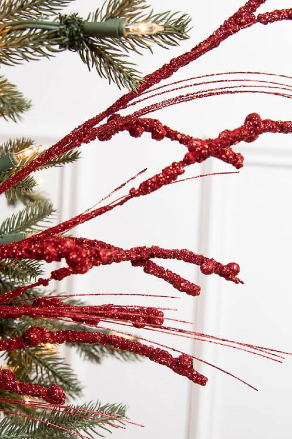 33” Glitter Berry Spray- Red