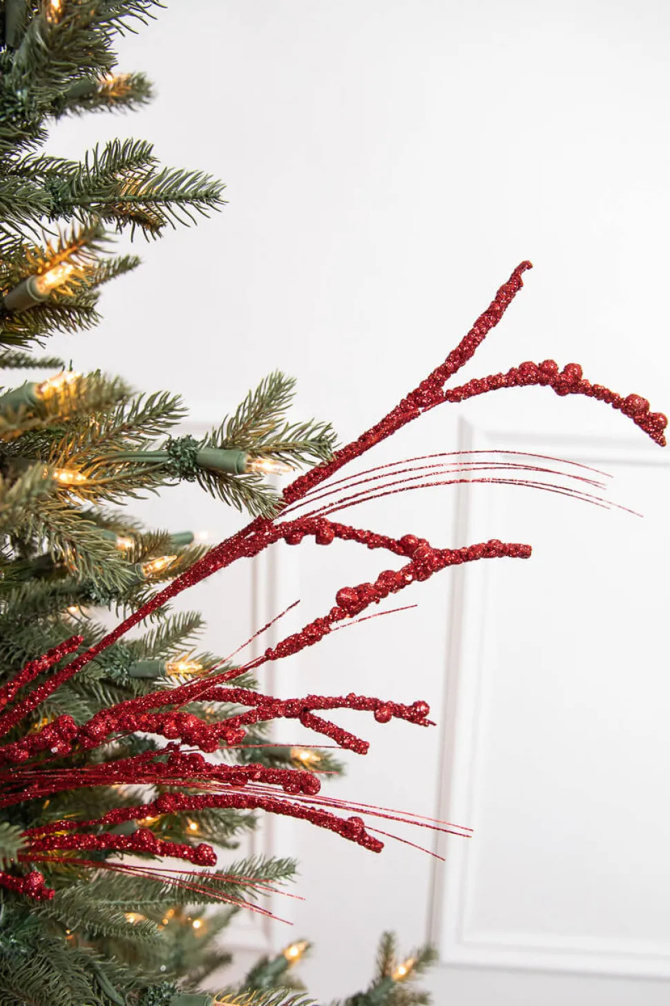 33” Glitter Berry Spray- Red