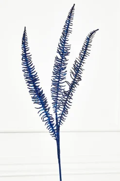 35" Glitter Fern Spray - Midnight Blue