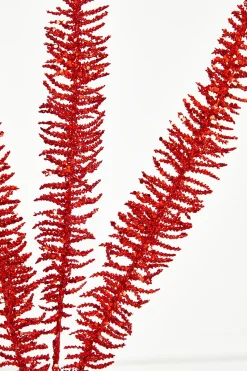 35" Glitter Fern Spray - Red
