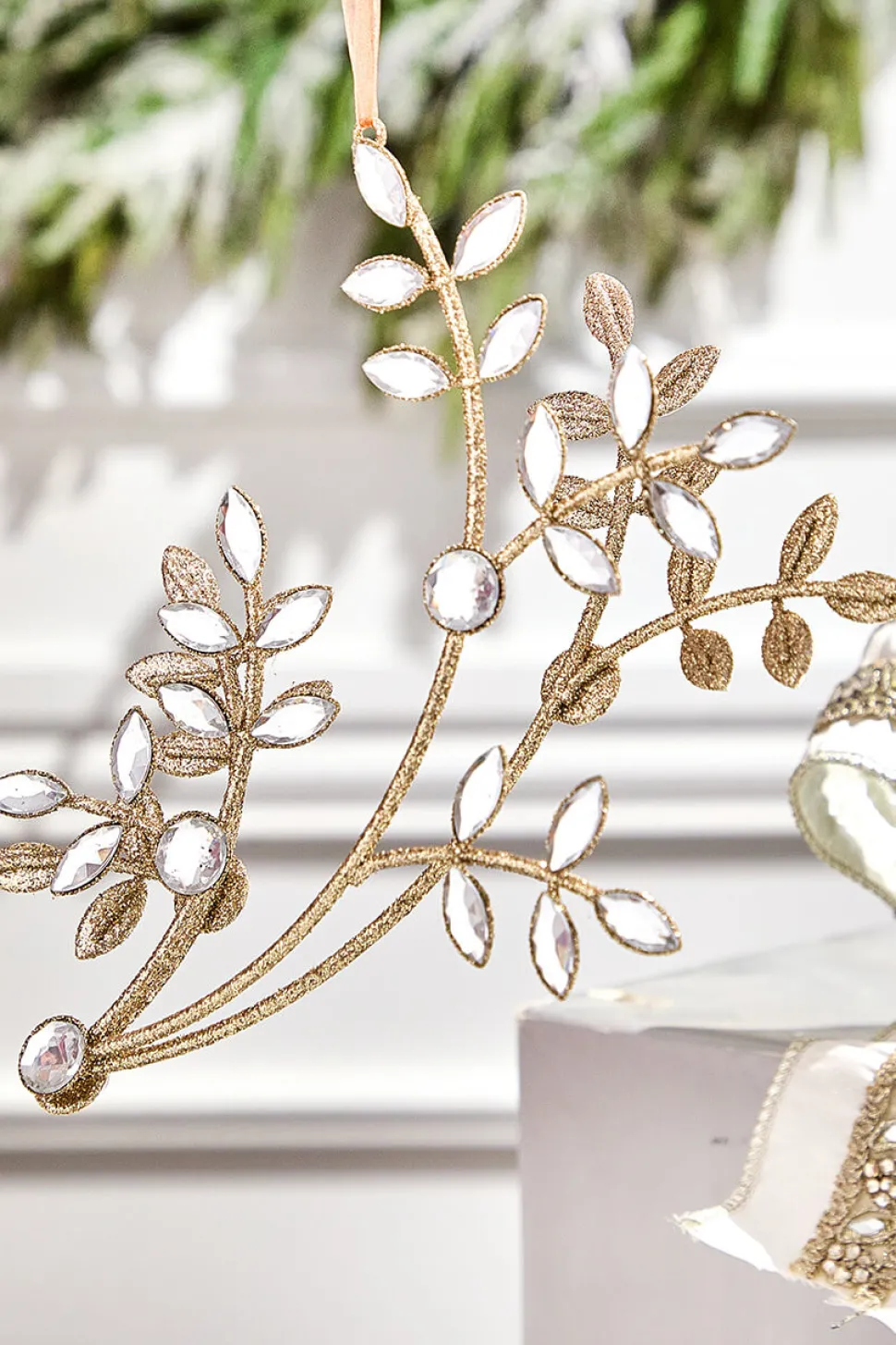 8.5" Glitter Jewel Flower Branch Ornament