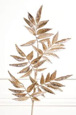 31.5" Glitter Leaf Spray - Champagne