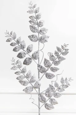 35” Glitter/Mica Later Fern Spray Silver