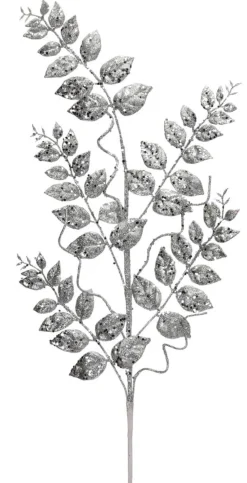 35” Glitter/Mica Later Fern Spray Silver