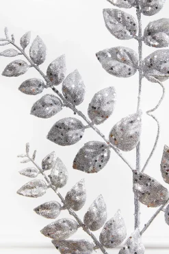 35” Glitter/Mica Later Fern Spray Silver